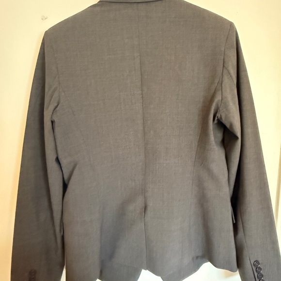 Theory Grey Wool Stretch Blazer Size 12 Tailored Career Jacket - Picture 4 of 5